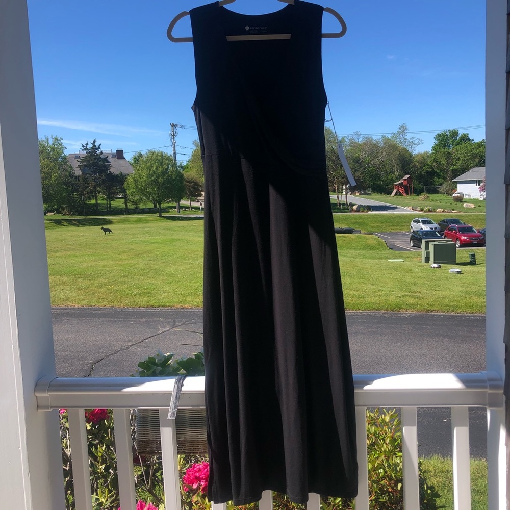 Kira Grace Yoga black wrap sleeveless dress